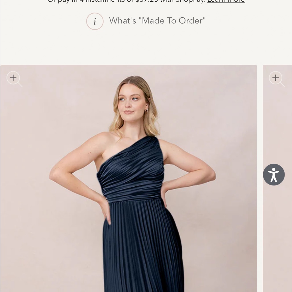 Revelry Declan Romantic Blue Satin Pleated One-Shoulder Dress